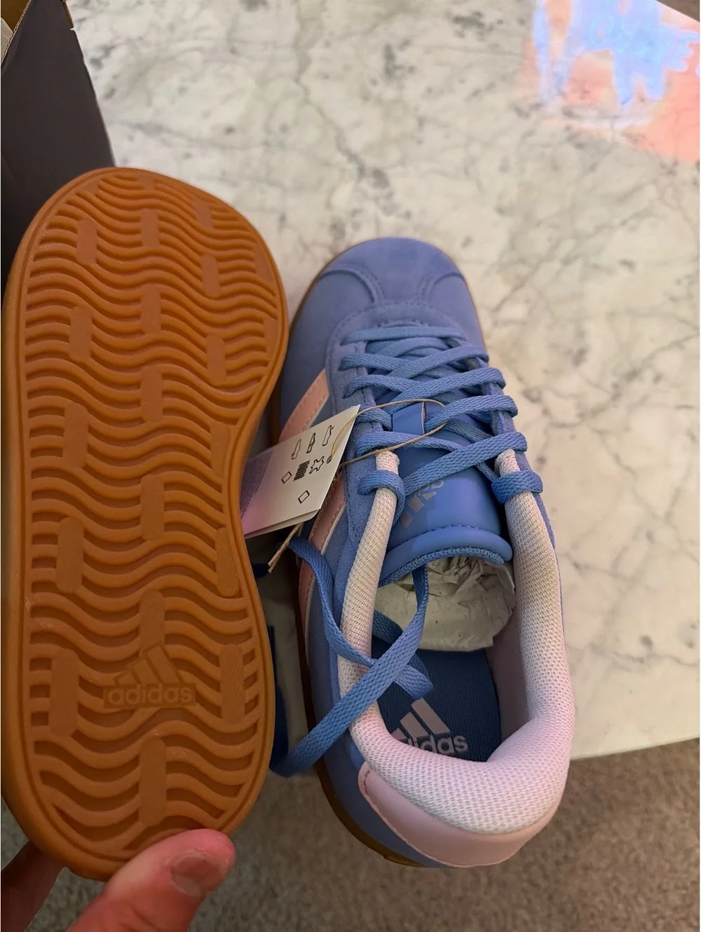 Adidas VL Court 3.0 K Kids Blue Pink Sneakers Size 2 NIB Back to school sneakers